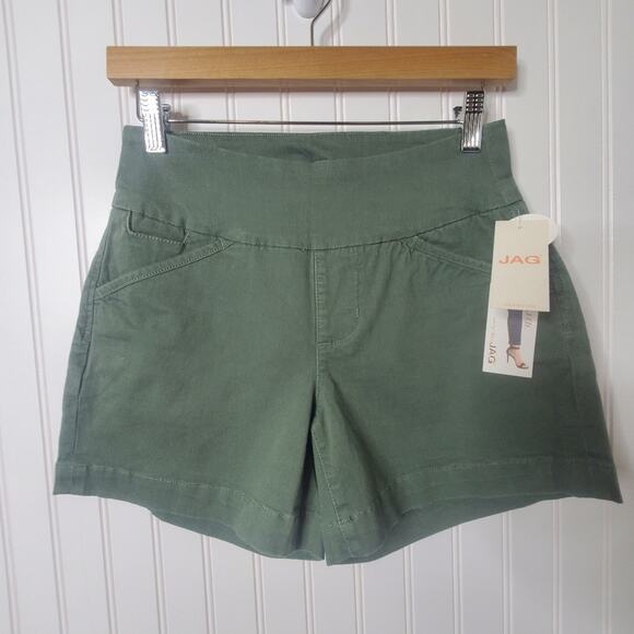 JAG Women's Ainsley Shorts Size 0 Jungle Palm Green Cotton Casual Chino Casual - Picture 3 of 8